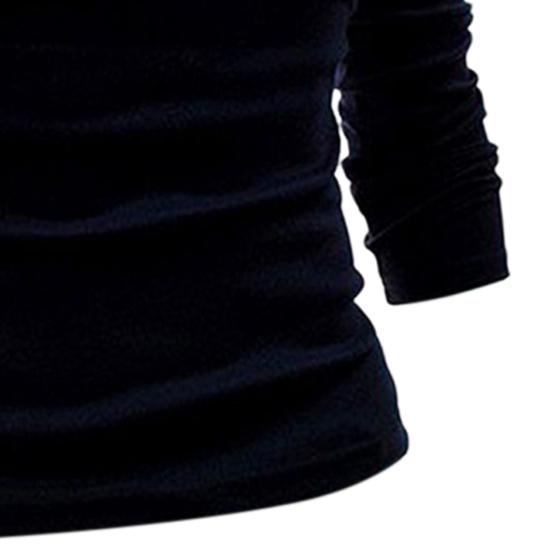 Men Shirt Solid Color Long Sleeves Slim Fit Breathable Basic Soft Half-high Collar Elastic Anti-shrink Autumn Tops Daily Clothes