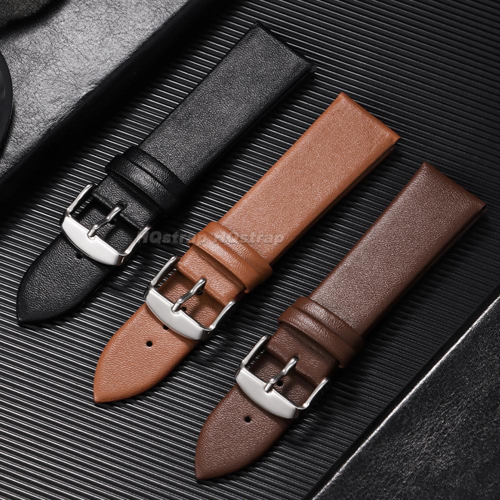 12mm 14mm Ultra-dünnes Leder Uhrenarmband Universelles Weiches Uhrenband 16mm 18mm 19mm 20mm 21mm 22mm Damen Herren Ersatzarmband