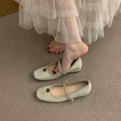 Inner Height Increase Shallow Mouth Single Shoes Women's New Gentle Fairy with Skirt Flat Mary Jane Shoes