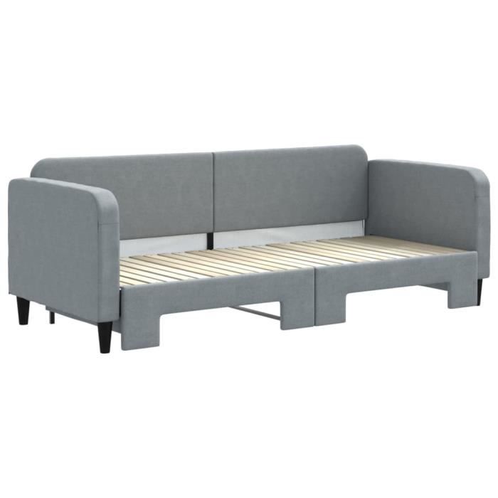 VidaXL Lit de jour avec lit gigogne gris clair 80x200 cm tissu 3196811