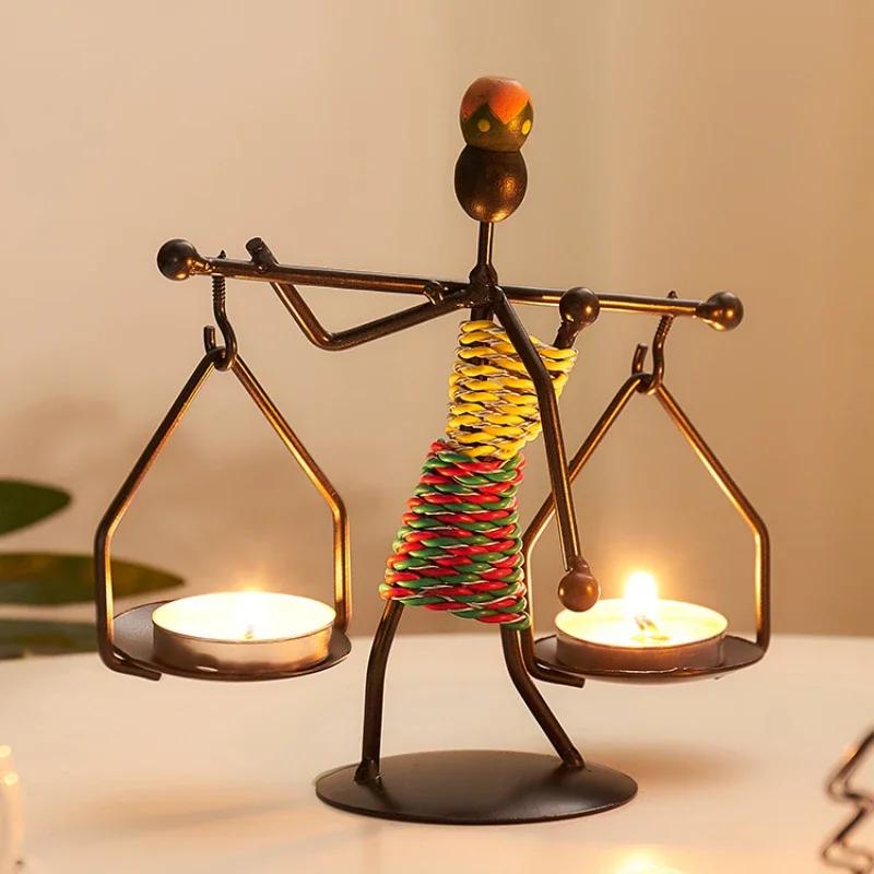 Creative Nordic Candle Holder Candlestick Romantic Candlelight Dinner Iron Men Restaurant Decor Handmade for Home Decoration