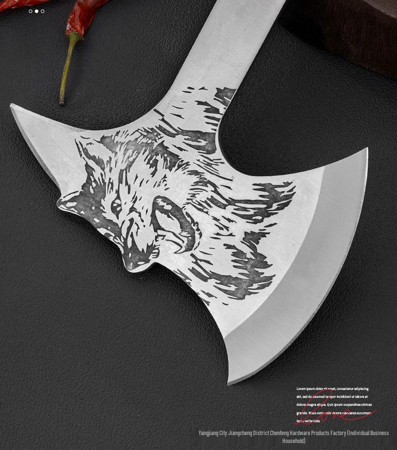 Multipurpose Wolf Head Outdoor Axe for Chopping, Logging, and Fire Tasks