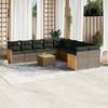 11 Piece Grey Garden Sofa Set with Cushions Poly Rattan