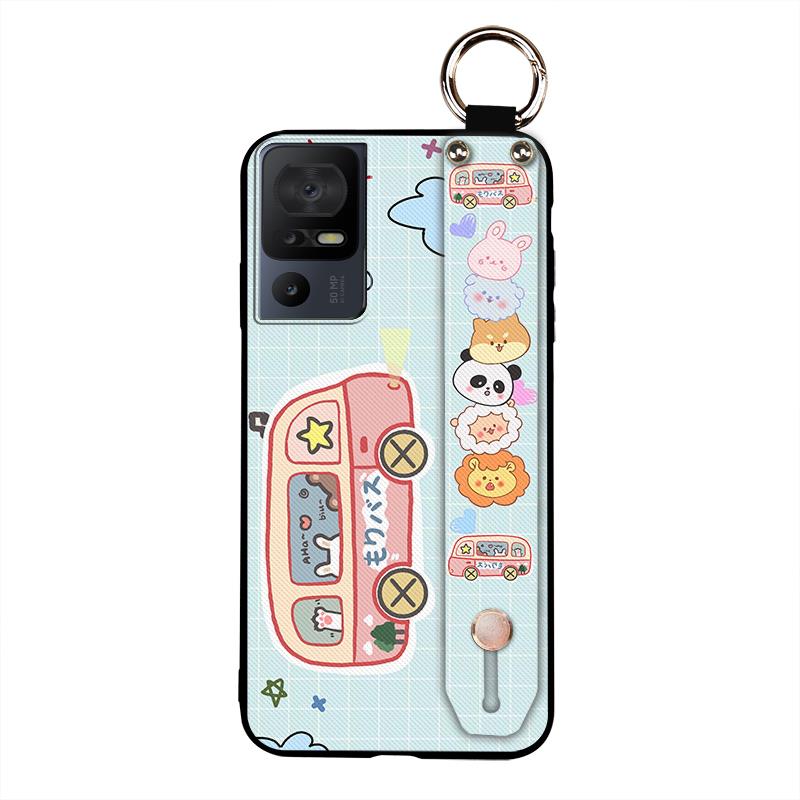 Cartoon Phone Holder Phone Case For TCL 40SE/T610K Wristband Waterproof Durable Soft Case Shockproof Anti-knock Cute