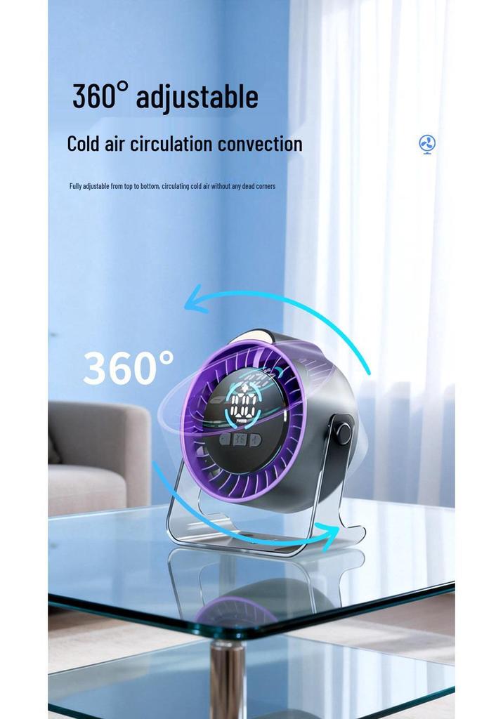2026 USB Rechargeable Transparent Desktop Fan - Silent, 100-Speed, Compact Design