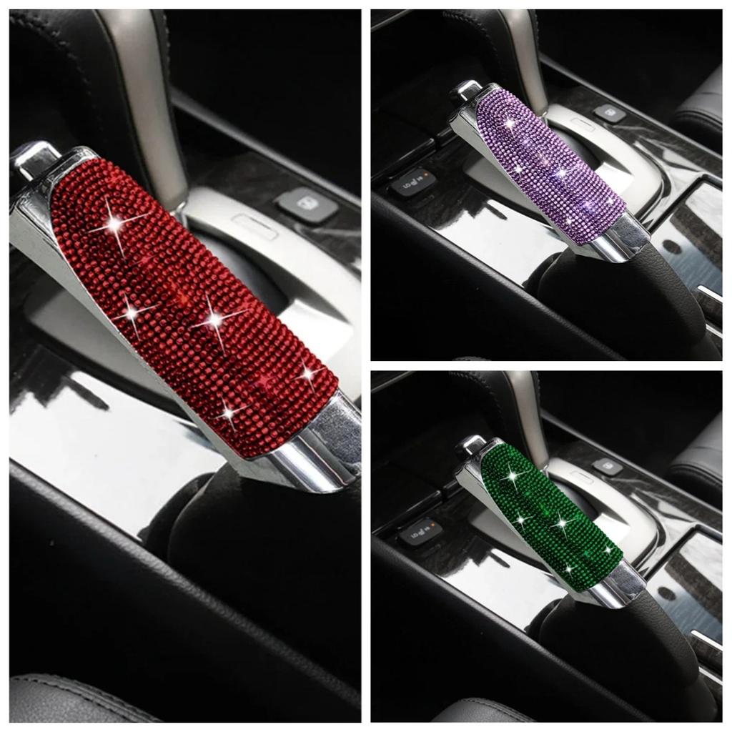 3PCS Rhinestone Car Handbrake Cover Leather Auto Anti-slip Protector Decoration Universal Diamond Car Accessories Interior