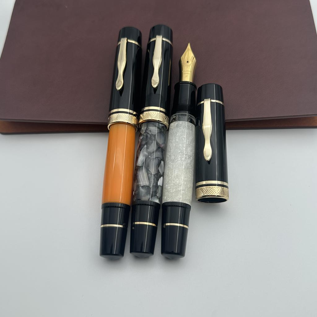 MAJOHN P139 Large Piston Fountain Pen No.6/8 EF/F/M Nib  Hard Rubber Tongue All-copper Piston Writing Pen Limited Black Rock!