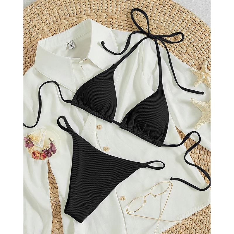 2025 Summer Women's Sexy Multicolor Halter Lace-Up Bikini Swimsuit