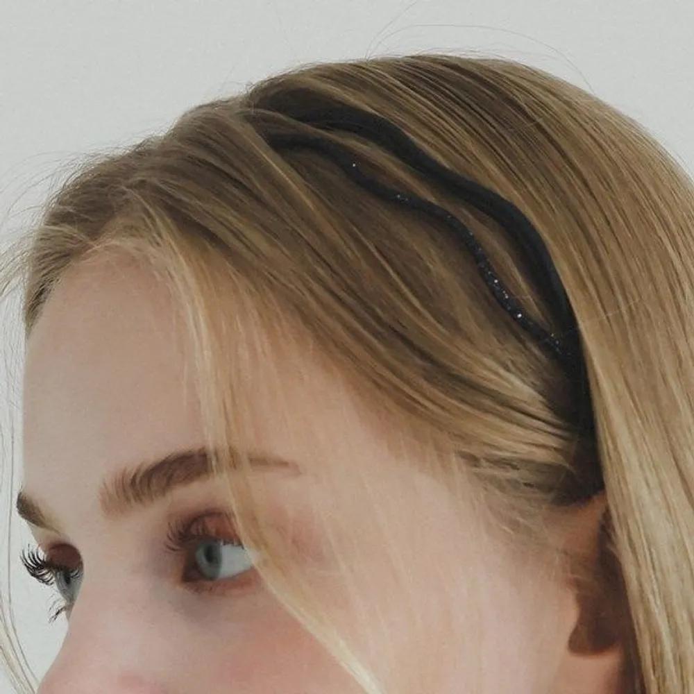 J Lauren Leather Wave Slim Hairband H01075 beige