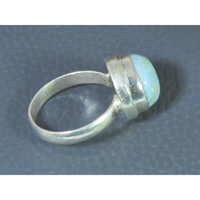 Natural Blue Larimar Solid 925 Sterling Silver Handmade Round Ring Size US-9 MK-38