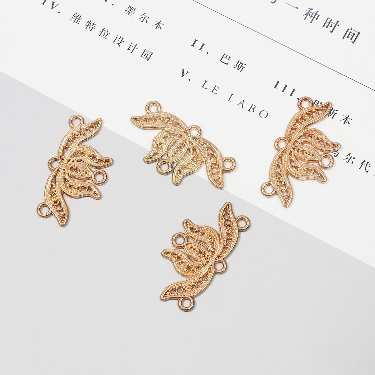 

5/10 шт., соединительные детали в виде лотоса, аксессуары из сплава для изготовления ювелирных изделий, очаровательное украшение «сделай сам» 18*34mm 5pcs розового золота