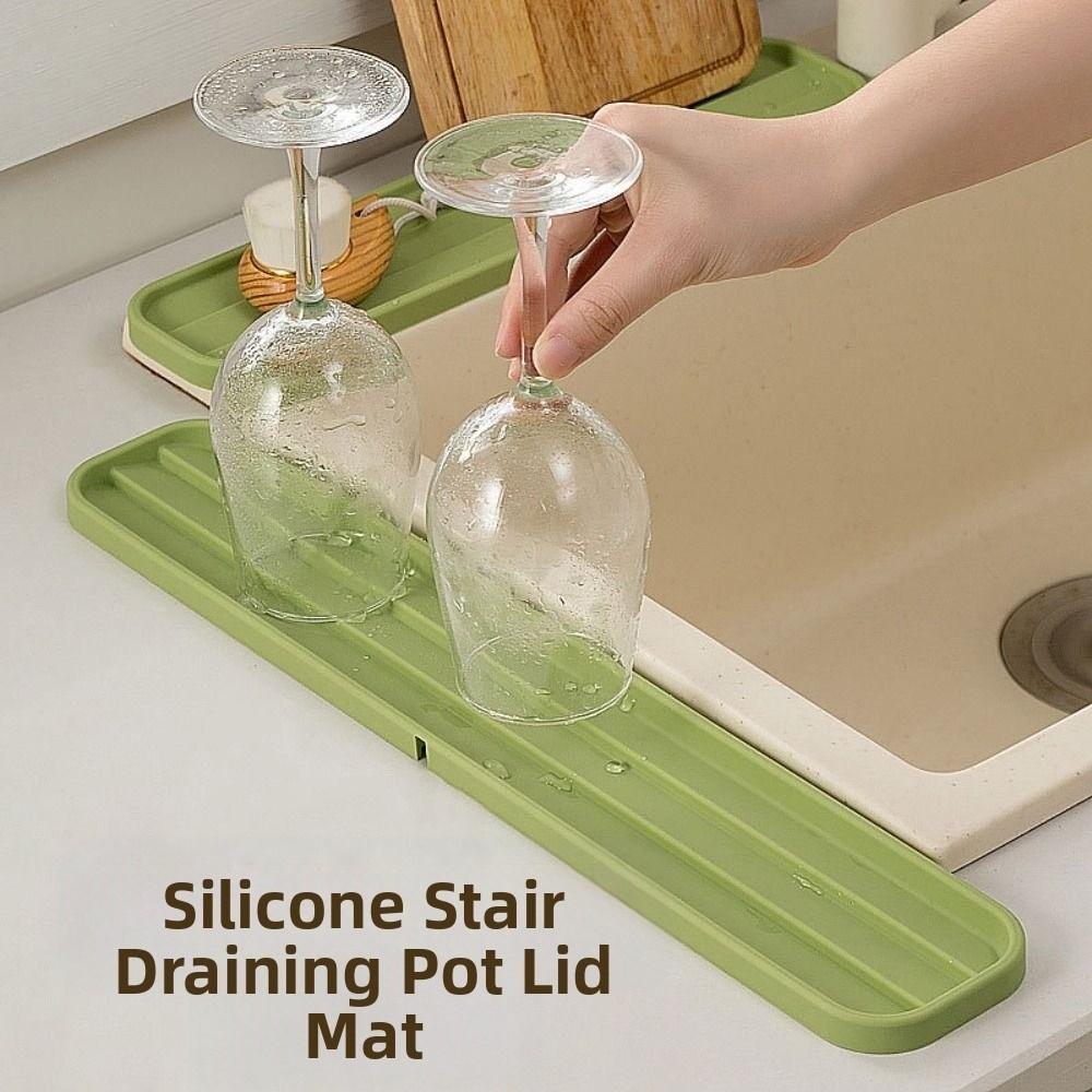 Flexible Countertop Drying Mat Silicone Tableware Draining Pad Pot Lid Storage Mat  Bathroom