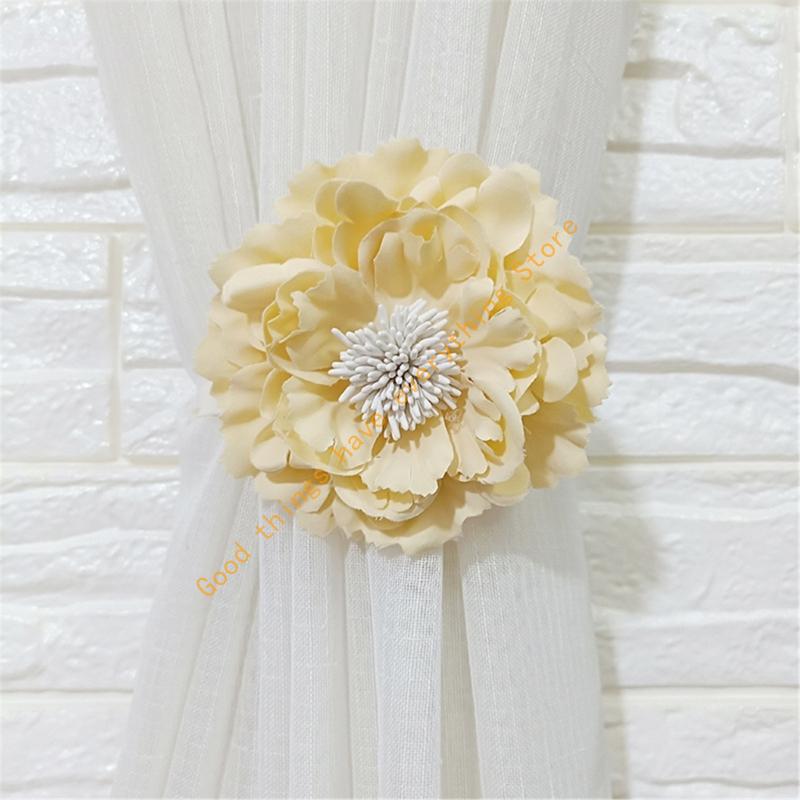 55KF 2PCS Large Floral Curtain Tiebacks Simulated Fabric Flower Curtain Ties for Indoor and Outdoor Modern Home Decoration