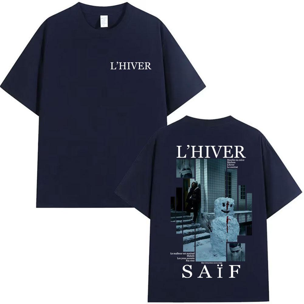 2025 Summer Rapper LHIVER Saif Album Graphic T Shirt Mens Gothic Hip Hop Short Sleeve 100 Pure Cotton Printed Leisure Tshirt