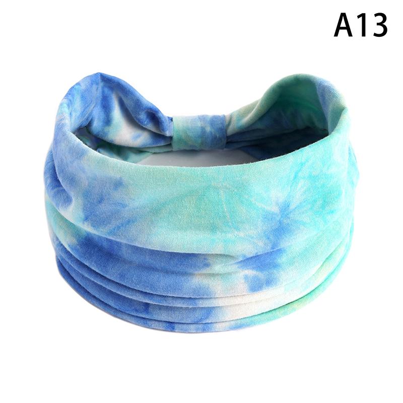 Tie-Dye Boho Knot Turbans Yoga Elastic Head Wrap Women Headband Wide Hairbands Headwear Bandanas  Hair Band Accessories