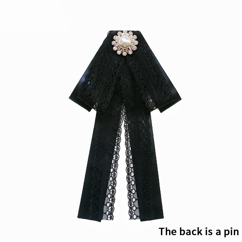 Корейская женская кружевная брошь-бабочка, черная камелия, цветок, жемчужные булавки для воротника рубашки, галстук-бабочка, лента, свадебная вечеринка, галстук as the picture