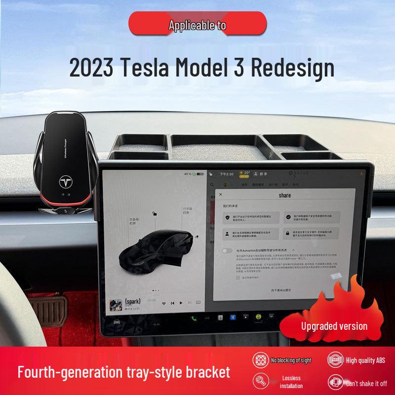 2023 Tesla Model 3 Phone Holder with Storage Box and Dedicated Screen