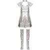 Bodysuit Space Silver Costume Halloween Cosplay Party Show Set Dress