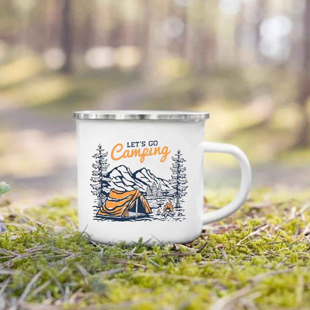 Life Is A Journey Enjoy The Ride Print Camping Mug Adventure Campfire Party Beer Juice Cup Mountain Handle Cups Gifts for Camper