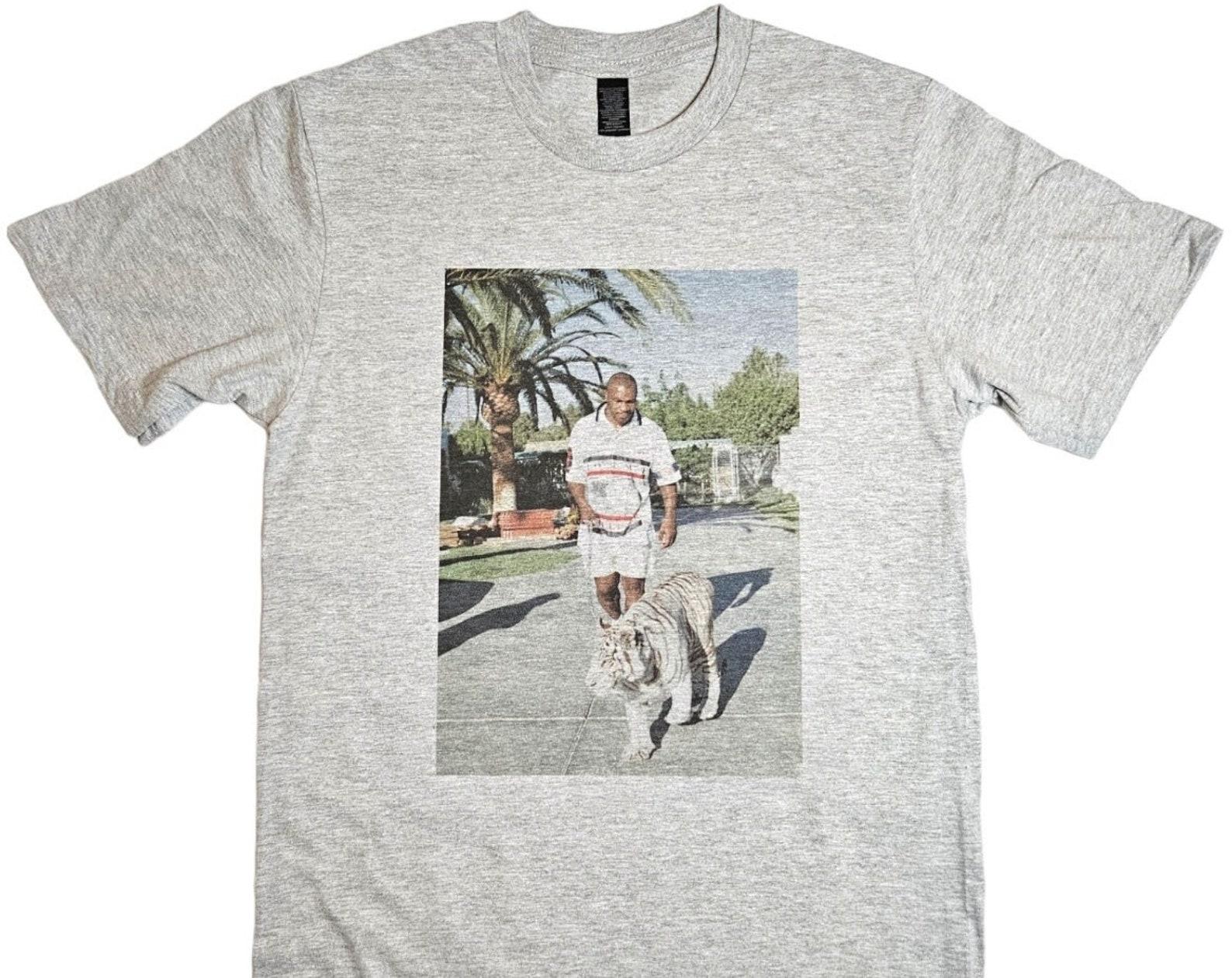 Mike Tyson and White Tiger Grey T-Shirt sizes available S-3XL L