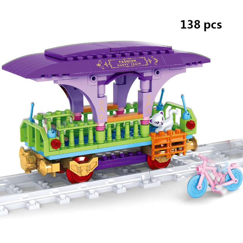 Ausini City Train Model Building Blocks Wagon Cargo Carriage Passenger Train Station Rail Tracks Locomotive Construction Toys