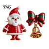 Oil Dripping Jewelry 1 Pair Christmas Earrings for Women, Santa Claus Jingle Bell Bow Fun Gift Her Stud Earrings, Holiday Accessories Xmas Party,