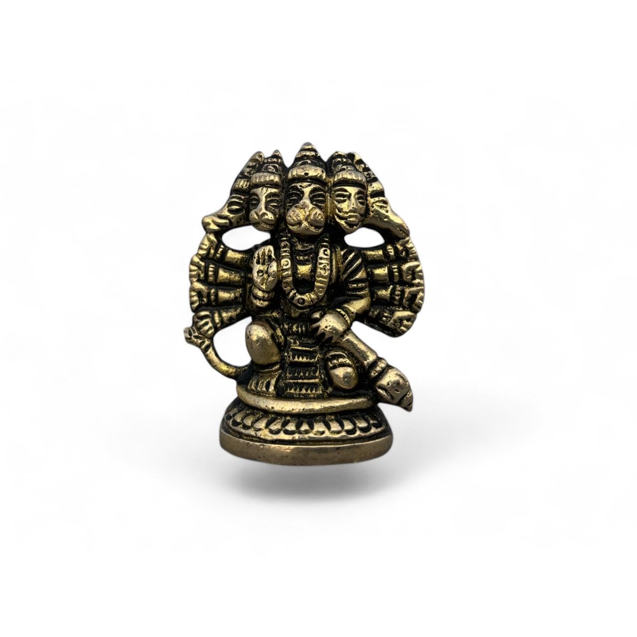 

Panchmukhi Hanuman Brass Idol - Traditional Hindu God Statue, Brass, Gold Idol