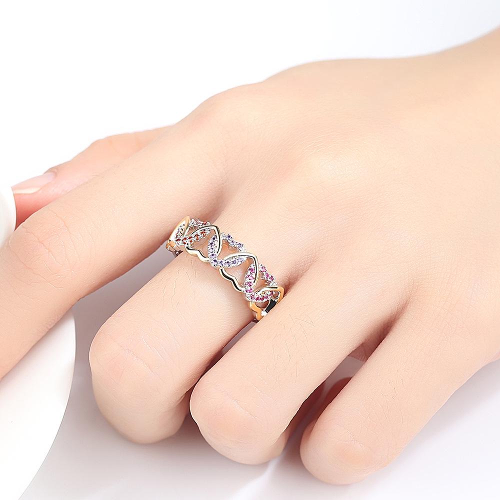 Two-Tone Heart-Shaped Zircon Ring - Women's Light Luxury Fashion Design