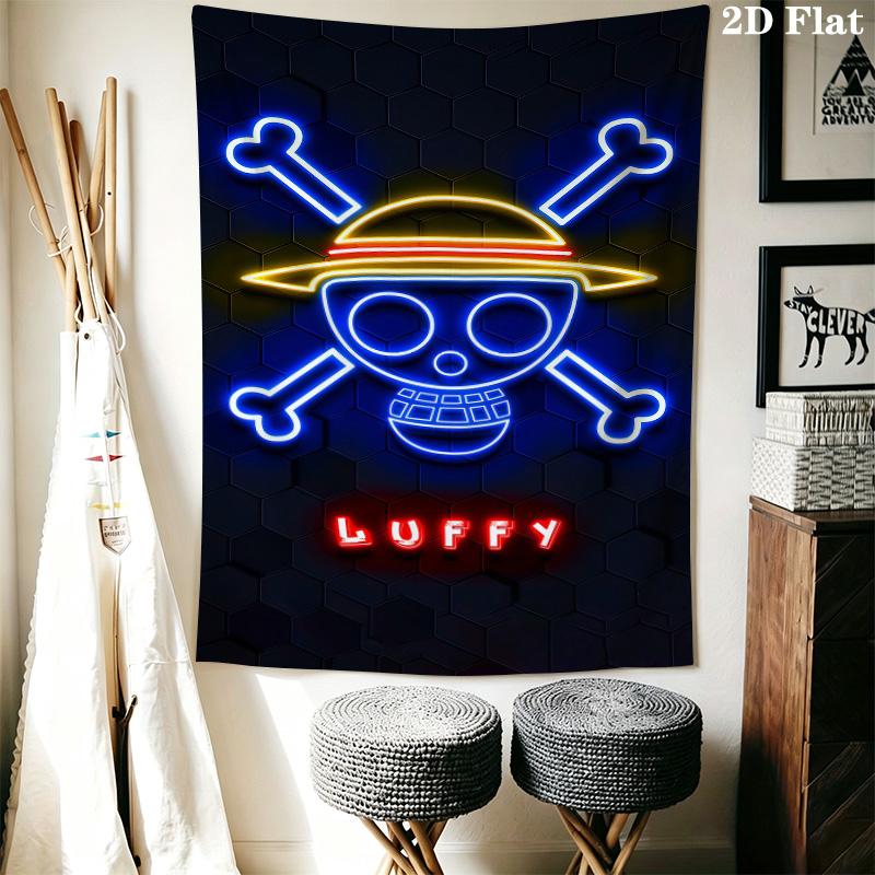 One Piece Straw Hat Pirates Wall Tapestry Aesthetic Wall Hanging Printed Fabric Blanket Decorative Tapestries For Bedroom Living Room Home Decor