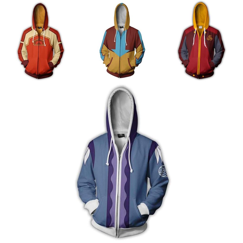 Avatar The Last Airbender Hoodie Cosplay Costume With Bright Printed Graphic And Zipper Closure For Men Women And Teens
