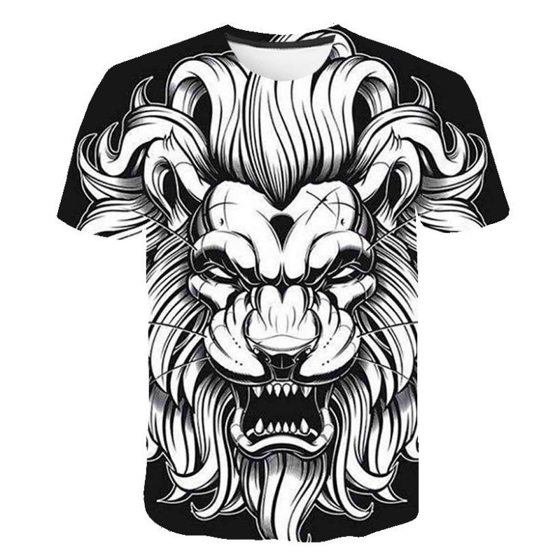 Summer New Cartoon Colorful Fox Dog 3D Digital Printed T-shirt Men's Short Sleeved T-shirt