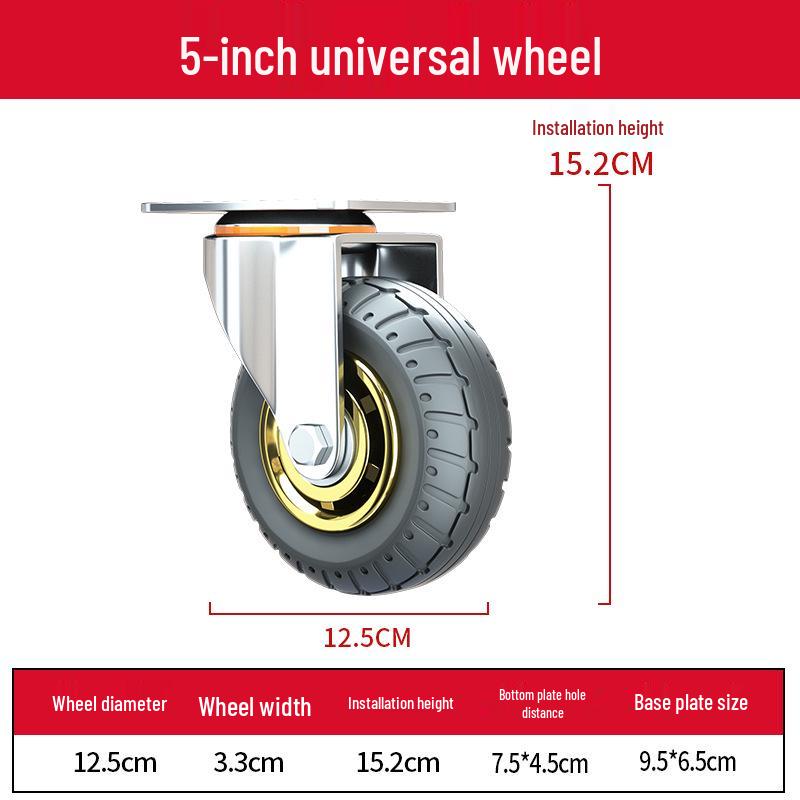 3-Inch Heavy Duty Swivel Wheel Hand Truck with Brake and Silent Rubber Casters
