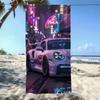 Neon Nacht Supercar Strandtuch, Ultra-Saugfähig, Schnelltrocknend, Polyester-Mischung, Ideal für Strand, Pool, Camping, Perfektes Weihnachtsgeschenk