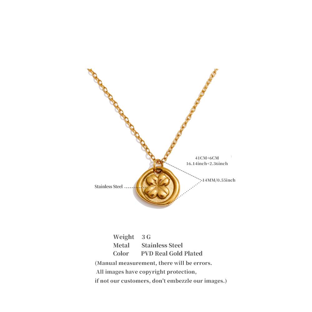 Eetit Stainless Steel Round Flower Necklace Pendant Chain Water Resistant Metal Individualistic Jewelry Wholesale