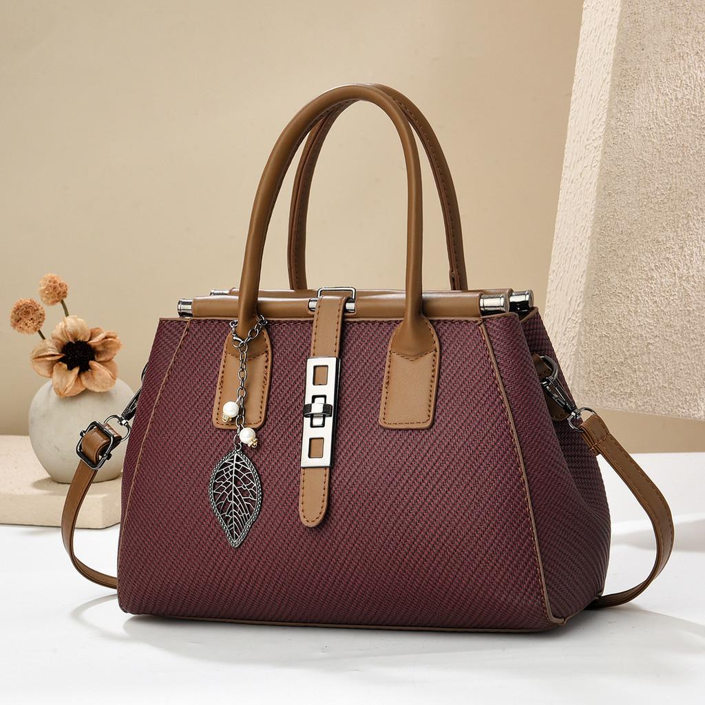 Leaves Bag Pendant Fashion Pu Inner Compartments Stitching Elements Daily Outing