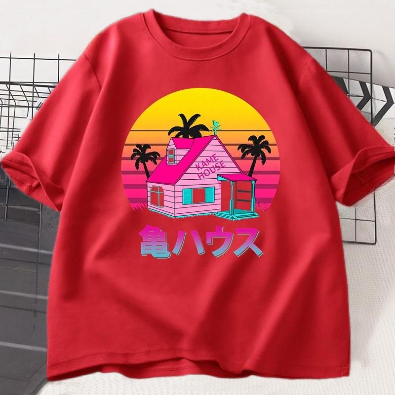 Kame House T Shirt Unisex WOMEN Cotton Master Roshi T-Shirt Japanese Style Casual Short Sleeve Tshirt Tee Shirt Unisex's Clothing Tops