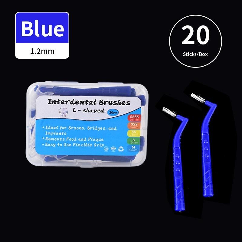 

20Pcs 0.6-1.2Mm L Shape Interdental Brush With Box Orthodontic Dental Tool Teeth Cleaning Toothpick Oral Hygiene Dental Flosser синий