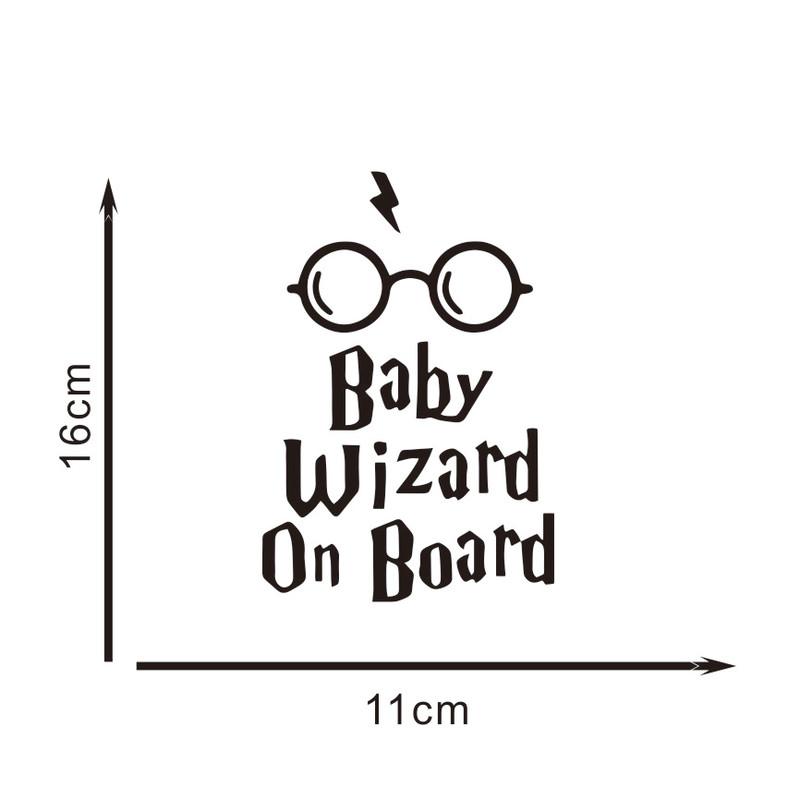 Baby Wizard On Board Car Sticker – Cute Vinyl Decal for Body/Window, 11.2X16.5CM