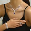 Shining Rhinestone Necklace Earrings Bracelet Jewelry Set for Women Gift Wedding Bridal Crystal Choker Banquet Accessories