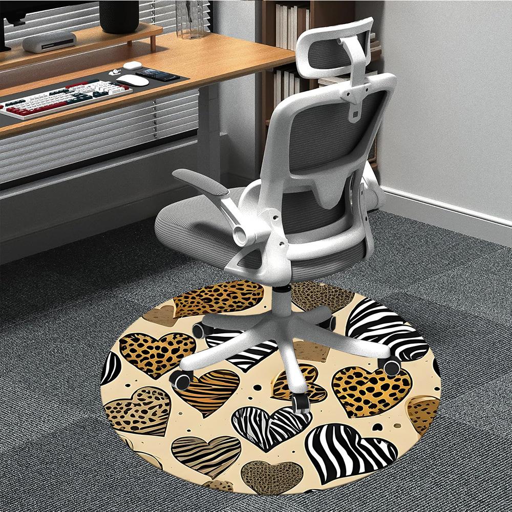 

1pc Leopard Zebra Office Round Area Rug, Mat Suitable ForOffice, Under Office Chairs Bedroom Living Room Home Decor, Room Deco 80cm