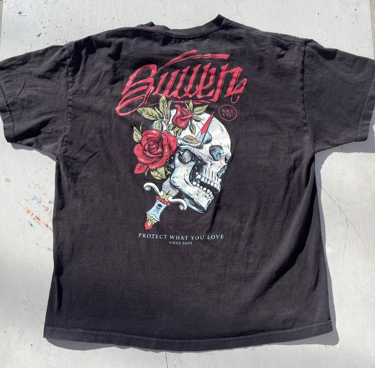 Мужская футболка Sullen Art Черный Тигр Криптический 2XL Уличное Искусство Череп Готический Розы 2XL