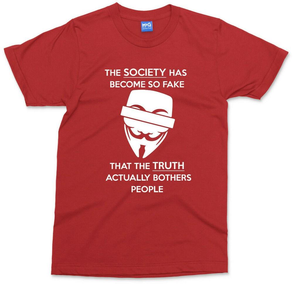 Anonymous Woke Quote T Shirt Conscious Awareness Slogan Tee Guy Fawkes Unisexs Top S