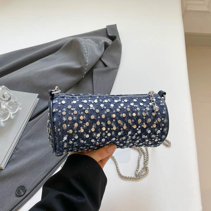 2025 Summer New Mobile Phone Bag High Value Fashionable Rivet Round Bag Fashion Casual Messenger Bag Punk Bag