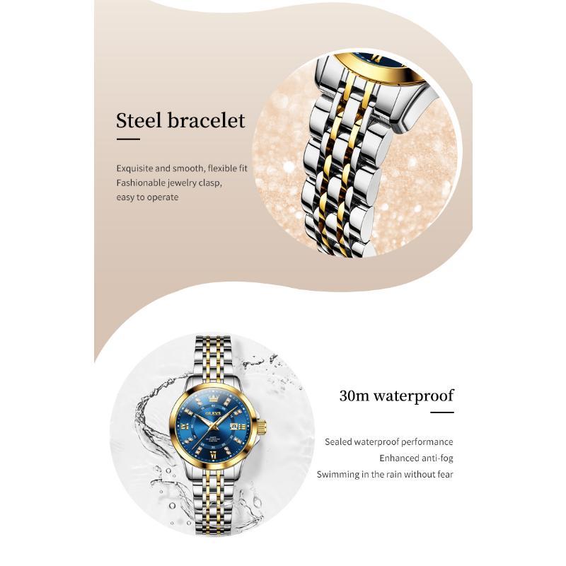 OLEVS Women Watch Luxury Brand Diamond Quartz Watch Fashion Automatic Calendar Waterproof Women Watch