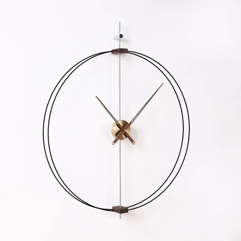 Art Wall Clock Silent Spain Watches Large Living Room Clocks Creative Luxury Minimalist Watch Solid Wood Pointer Home Decoration