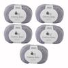 Raw Wool Yarn Cashmere Baby Medium Thickness 50g Made In Italy Set of 5 Balls (approx. 145m) (5.Grey)