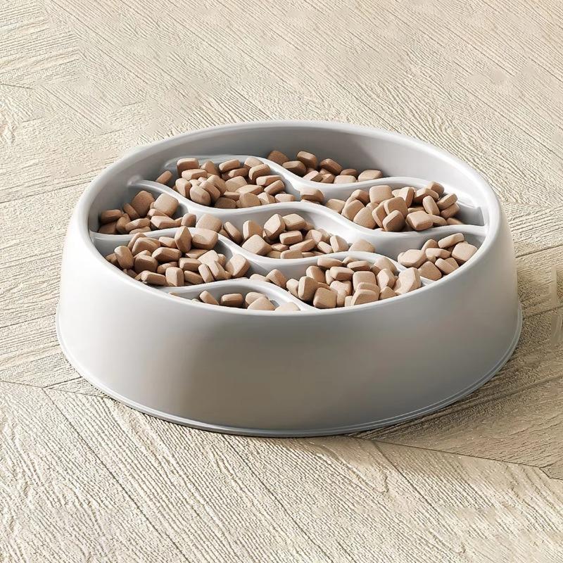 Simple Design Pet Slow Feeding Bowl, Wavy Column Design, Dual-Purpose for Food & Water, Easy To Clean, for Cats & Dogs Feeding
