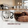 Tasse en Verre à Double Paroi Isolation Thermique Transparent Fait Main Tasses à Boire le Thé Mugs Chat Mignons Verres à Whisky Mug à Café Espresso