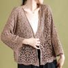 Damen Strickjacke mit Cut-outs Baumwolle Locker Sommer Sonnenschutz Spitze Offen vorne Bluse