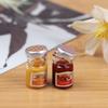 2PCS 1:12 Dollhouse Miniature Food Mini Strawberry Sauce Jam Honey Food Lemon Water For Doll Kitchen Toy Accessories
